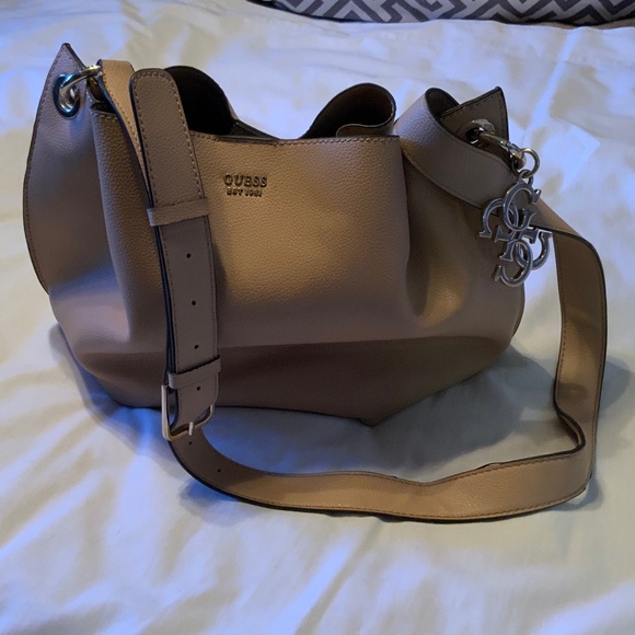 Guess Tan Faux Leather Roomy Bag Purse - Picture 7 of 16